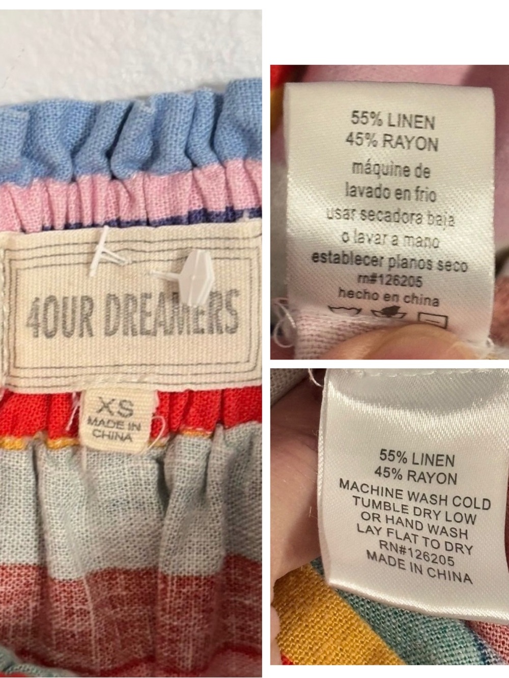 4Our Dreamers Anthropologie Women’s Multicolor Off the Shoulder Striped Dress XS - Picture 12 of 16